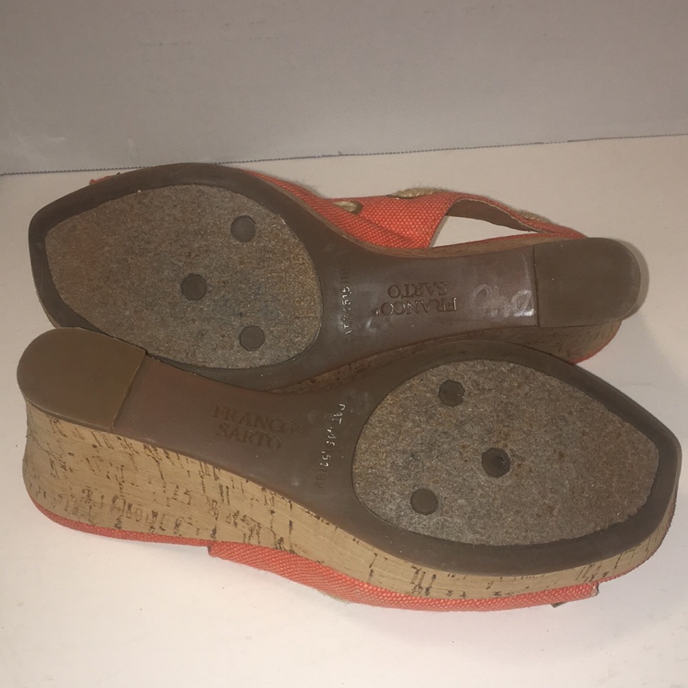 Franco Sarto Coral Orange Cork Wedge Slingback Sandals - Picture 5 of 5